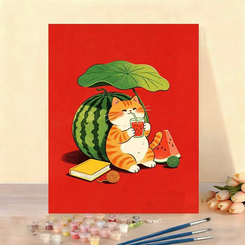 Verspielt Katze Illustration Leinwand Kunstwerk Brehn