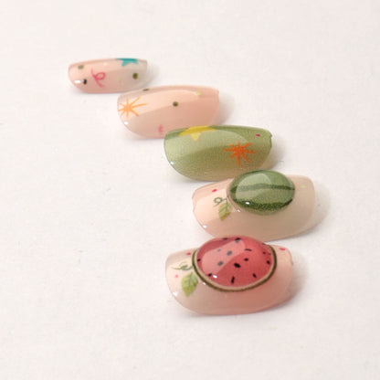 Künstlerisches von Früchten inspiriertes Press-On-Nagelkunstset Brehn
