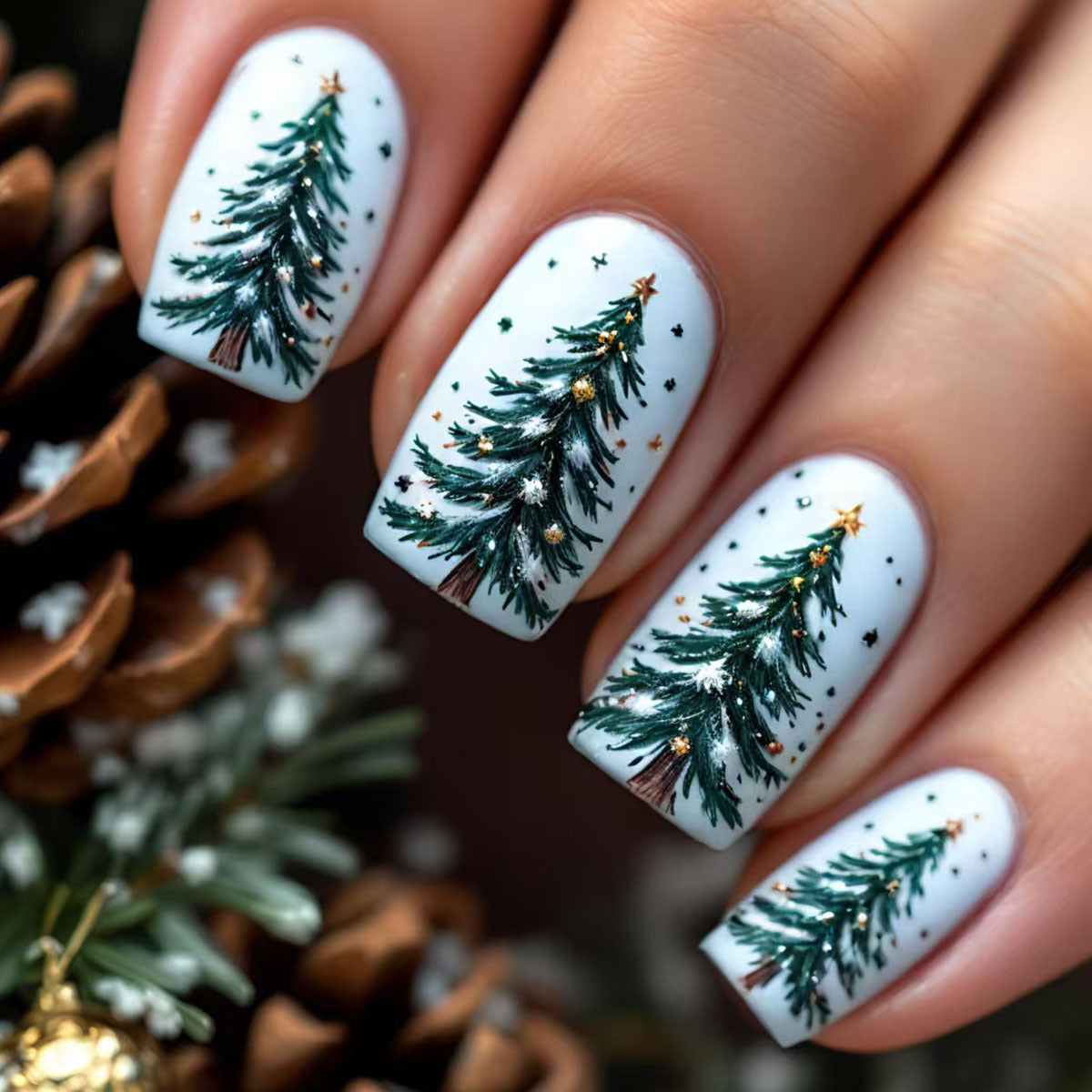 Kunstnägel Im Festlichen Winterwald-Design Brehn
