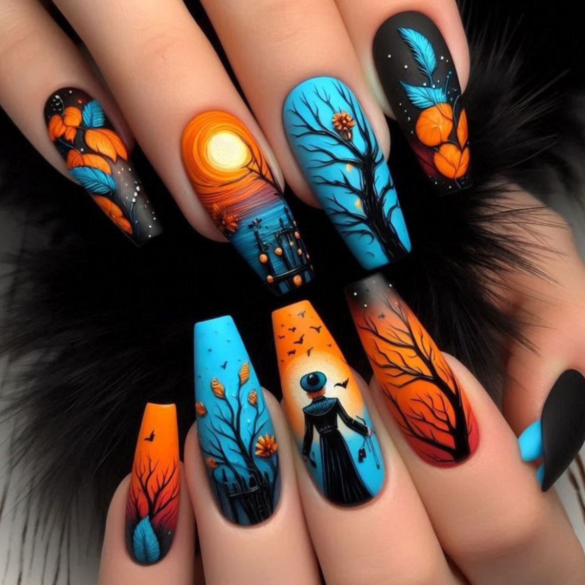 Künstlerische Halloween-Themen-Nagelkunst-Erweiterungen Brehn