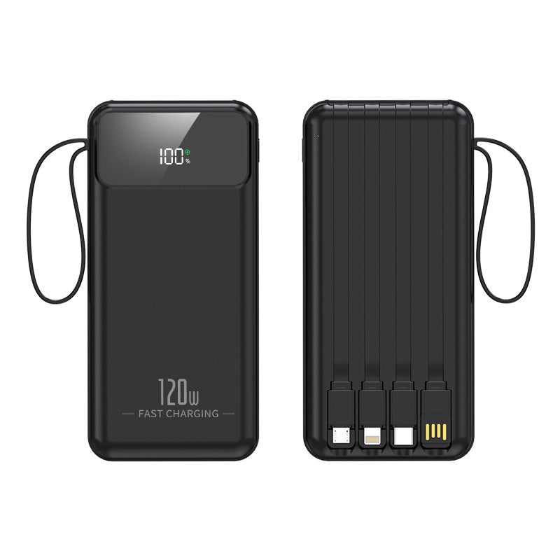Powerbank mit integrierten Multifunktionsladekabeln und digitaler Anzeige Brehn
