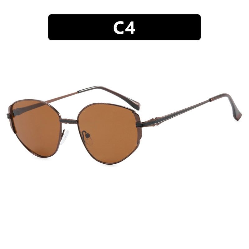 Damen moderne geometrische Sonnenbrille mit stilvollem Metallrahmen Brehn