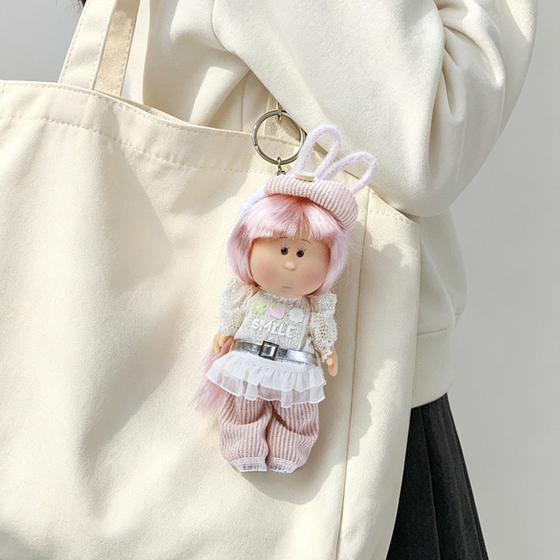 Hooded Doll Bag Charm Schlüsselanhänger mit Denim-Outfit & Schlaufe Brehn