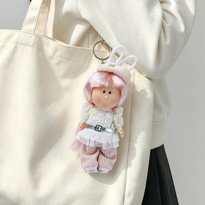 Hooded Doll Bag Charm Schlüsselanhänger mit Denim-Outfit & Schlaufe Brehn