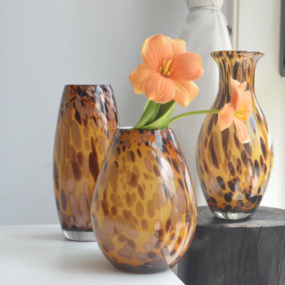 Mouth-Blown Gesprenkelter Glasbirnenvase mit Schmalem Mund und Hochglanz-Finish Brehn