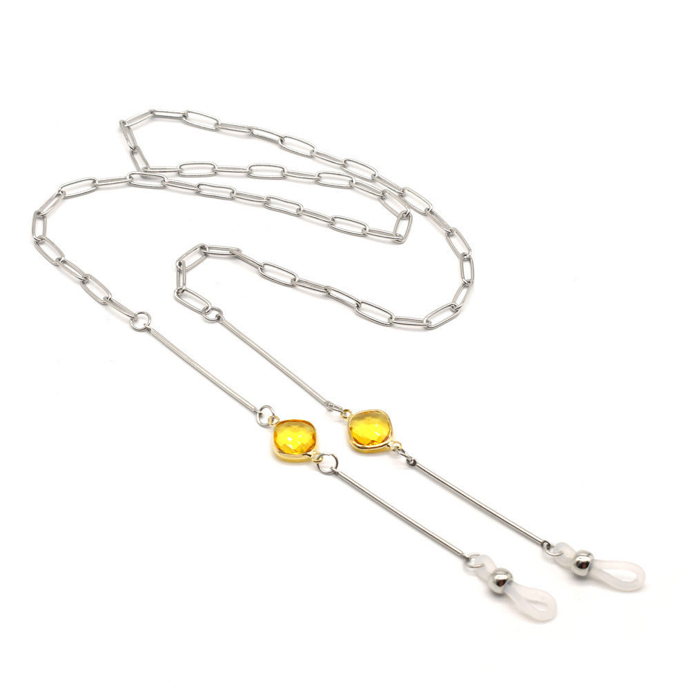 Modische Brillenhalterkette mit Bunten Kristallanhängern Brehn
