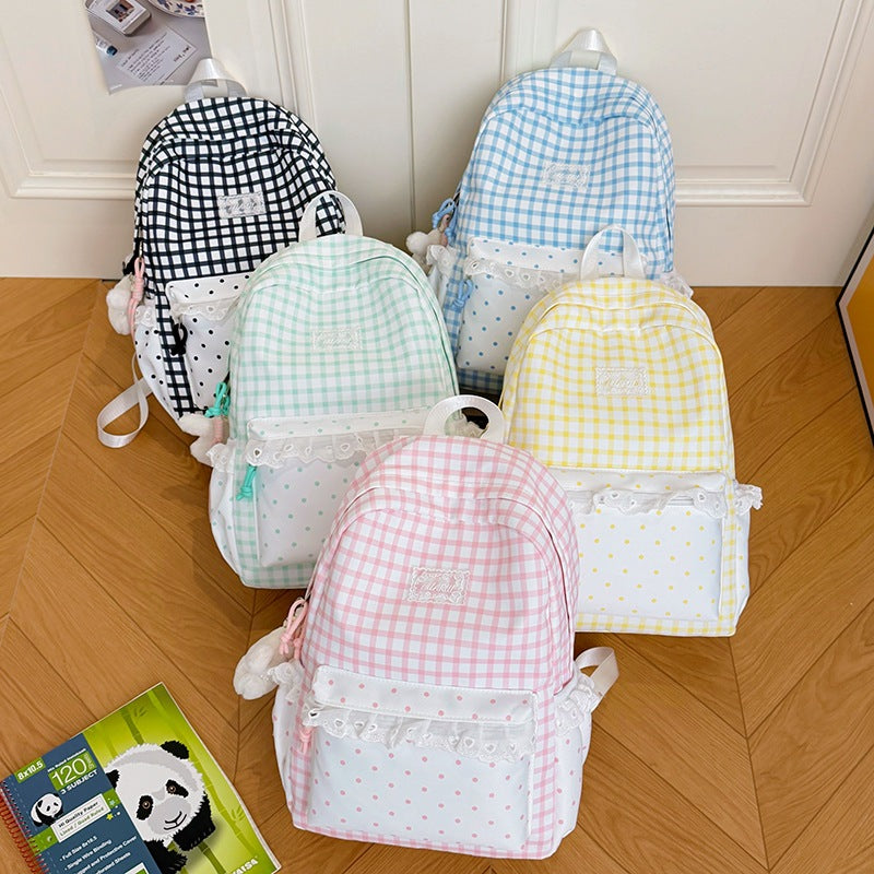 Stylische Gingham-Print Freizeit Rucksack Brehn
