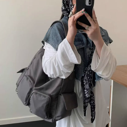 Multi-Pocket Utility Schultertasche