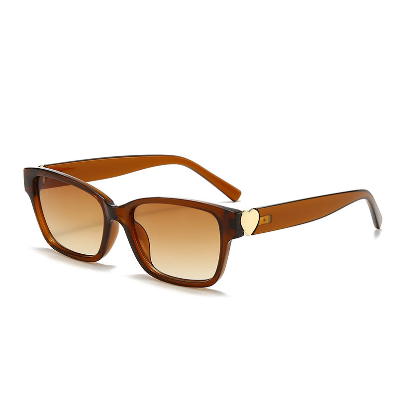 Damen modische quadratische Sonnenbrille mit Herz-Akzenten Brehn