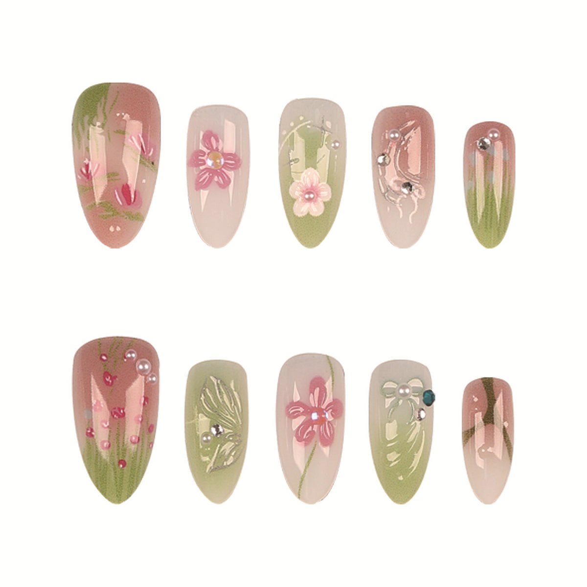Florale Kunst Press-On Nagelspitzen Set