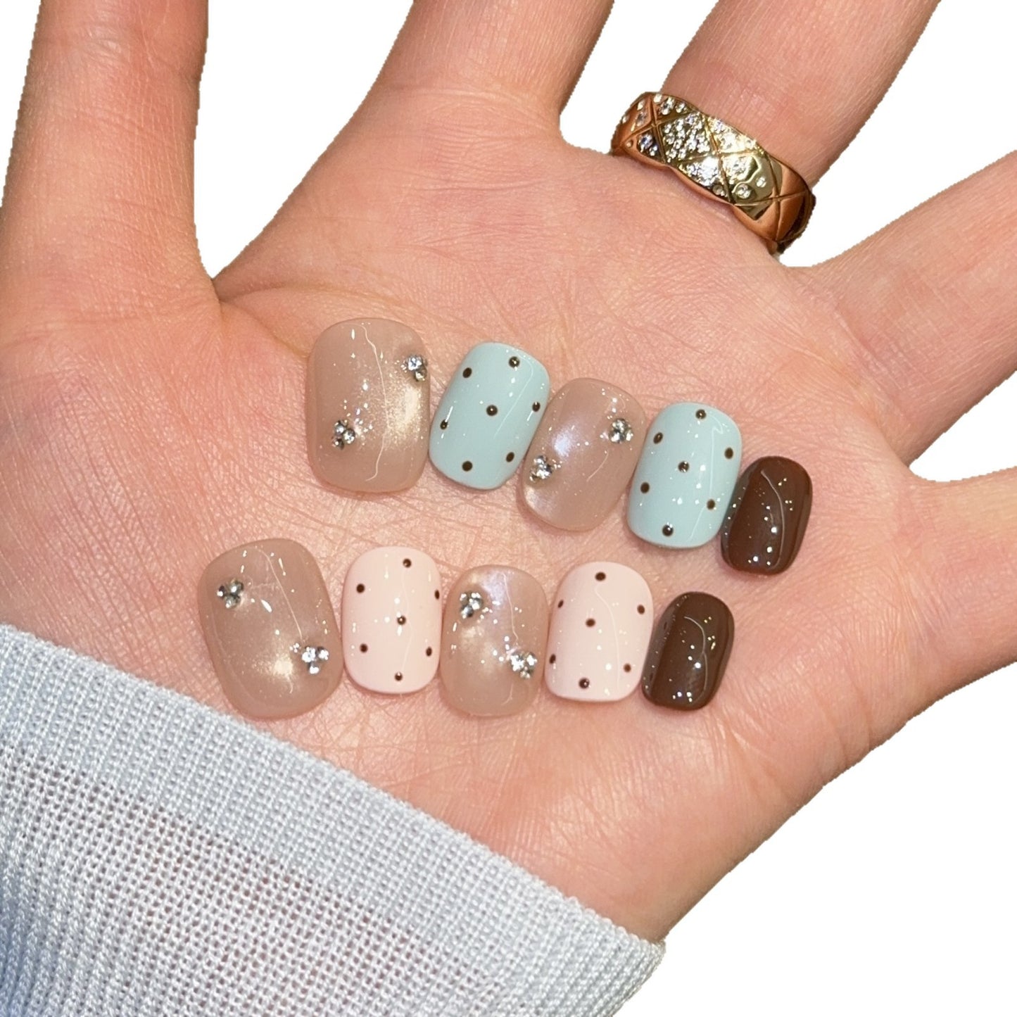 Kunstnägel mit Strass und Glitzer Brehn