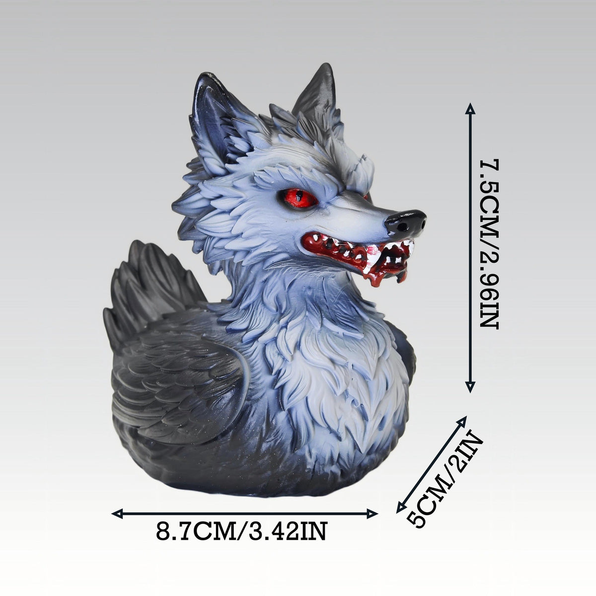 Gruselige Gummi-Ente mit Wolf-Motiv Brehn