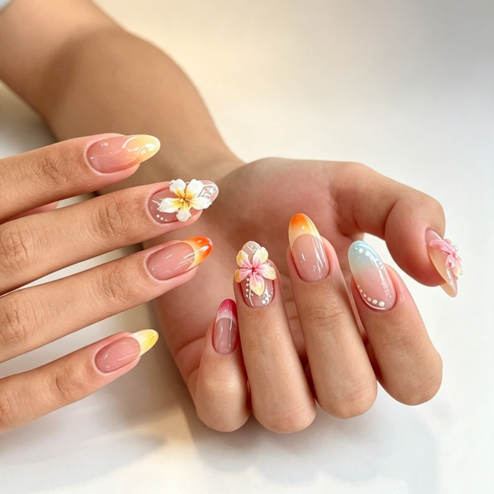 Floral- und Ombre-Press-On-Nagelkunst-Set Brehn