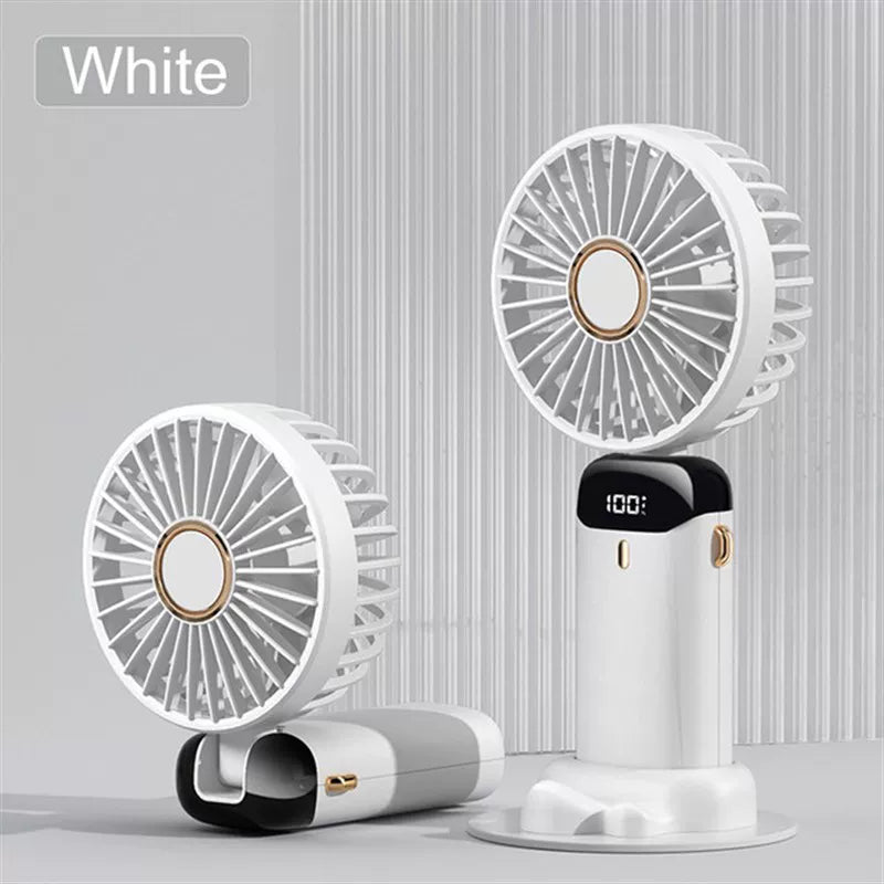 Unisex Einheitsgröße faltbarer wiederaufladbarer Handventilator mit LED-Batteriestatusanzeige und abnehmbarer Ladestation Brehn