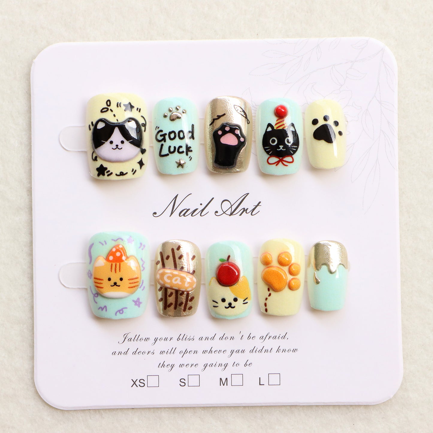 Verspieltes tierisches Press-On Nagelkunstset Brehn