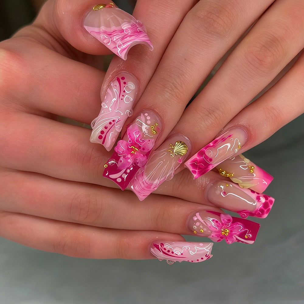 Künstlerisch dekoriertes Press-On-Nagelset Brehn