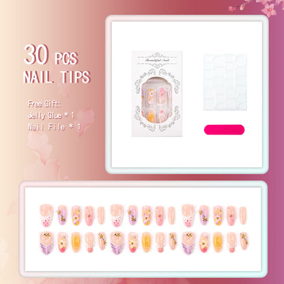 Künstlerische florale Press-On Nagelkollektion