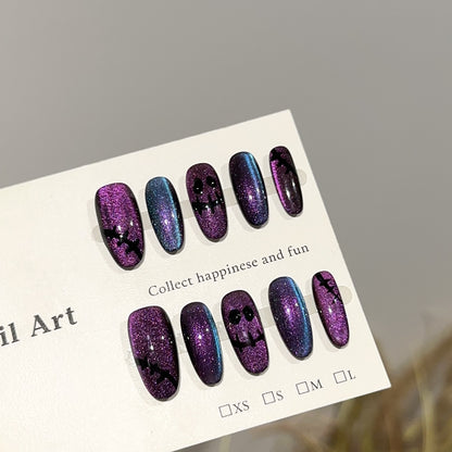 Halloween-Themen Glitzer Druck-On-Nagelkunst Set