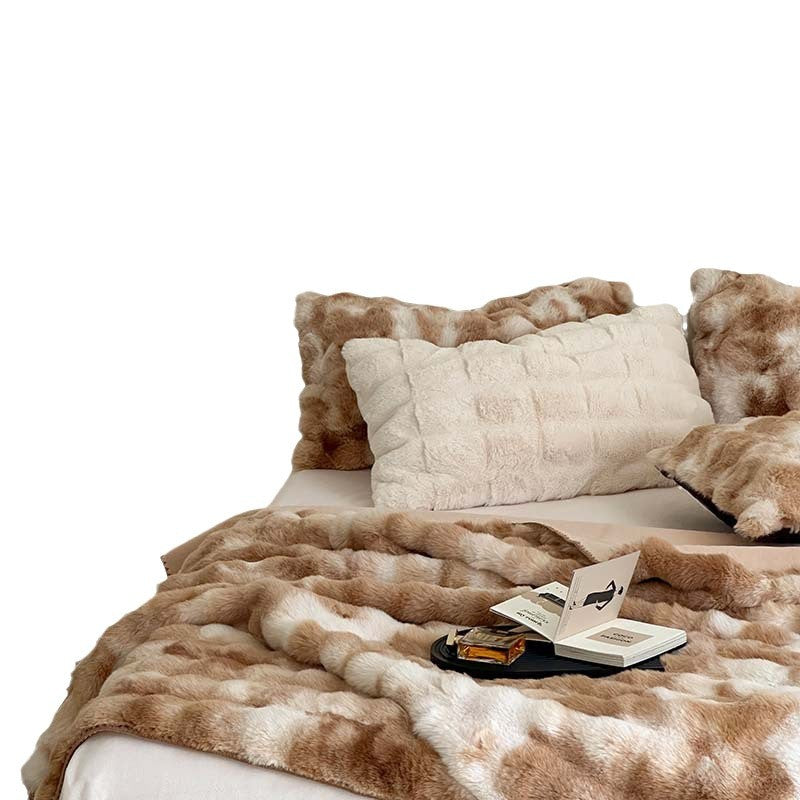 Plüsch Kunstfell Ripp-Decke für Sofa und Bett