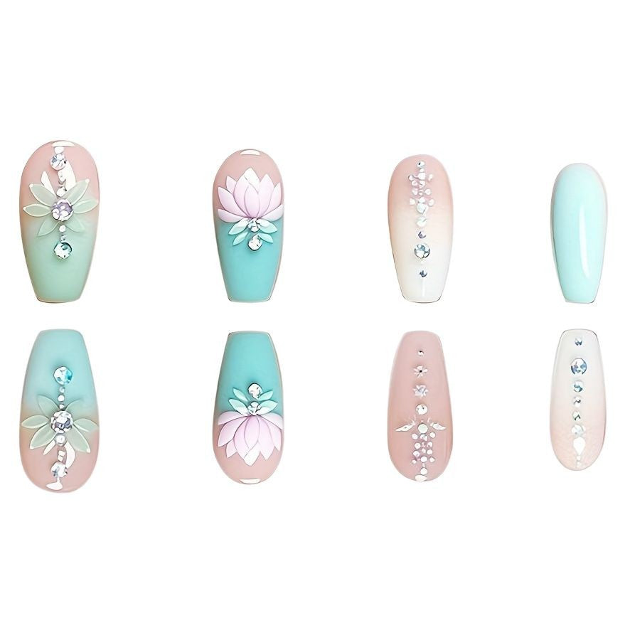 Floral und Edelstein Nagelkunst Verlängerungen Brehn