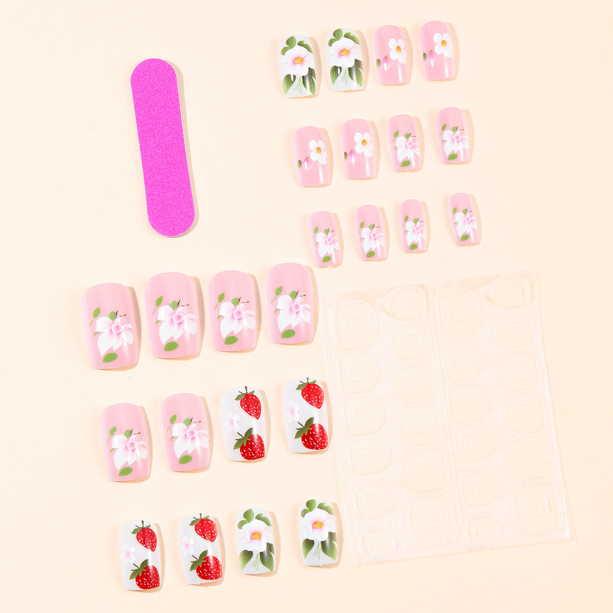 Erdbeer Blumen Nagelkunst Set Brehn