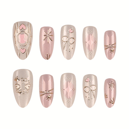 Elegantes Press-On-Nagelset mit dekorativen Akzenten