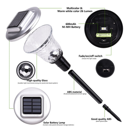 Solar-LED-Projektionsweg Stake Lights mit farbwechselndem Kristallobjektiv und Dämmerungs-zu-Dawn-Sensor Brehn