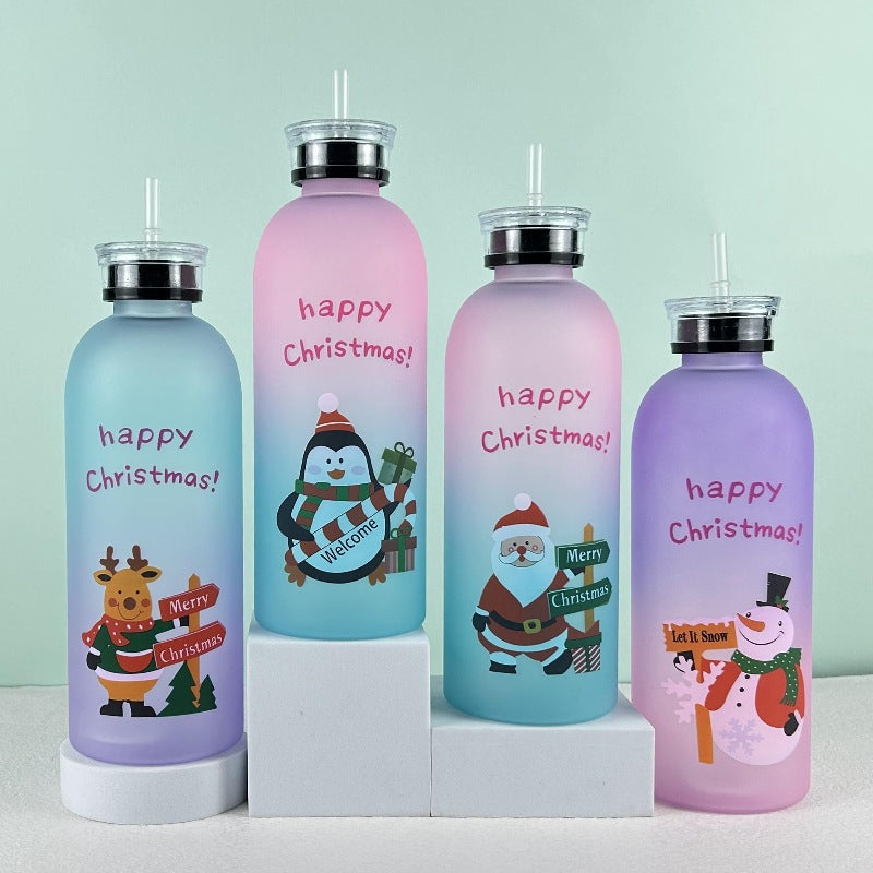 Damen Motivierende Trinkflasche mit fröhlichem Weihnachtsdesign Brehn