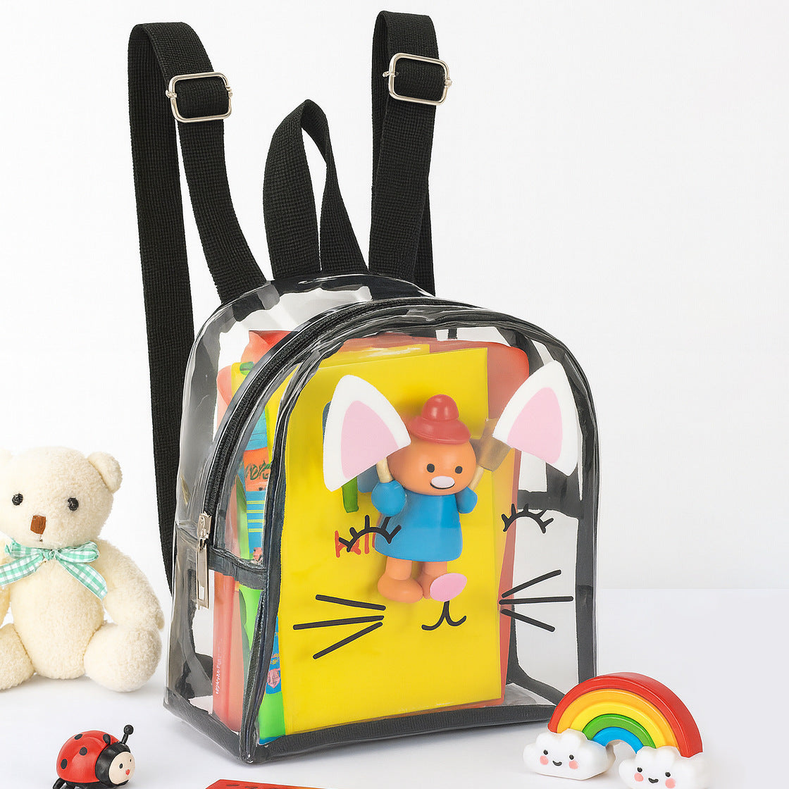 Durchsichtiger Rucksack mit Verspieltem Katzenmotiv Brehn