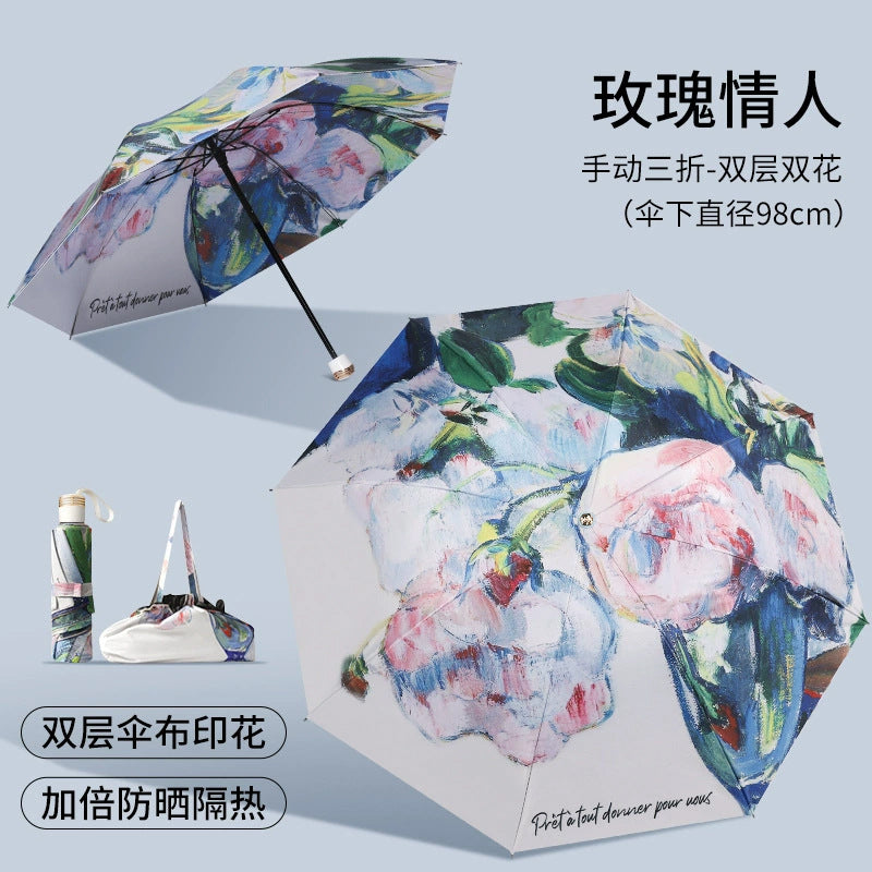 Damen Falt-Regenschirm mit eleganter Blumenoptik Brehn