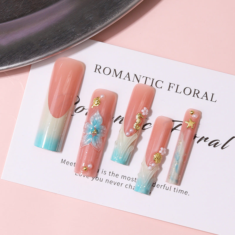 Florale dekorative Press-On Nagel Set Brehn