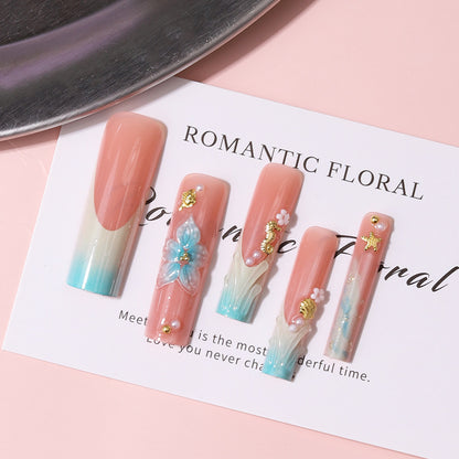 Florale dekorative Press-On Nagel Set Brehn