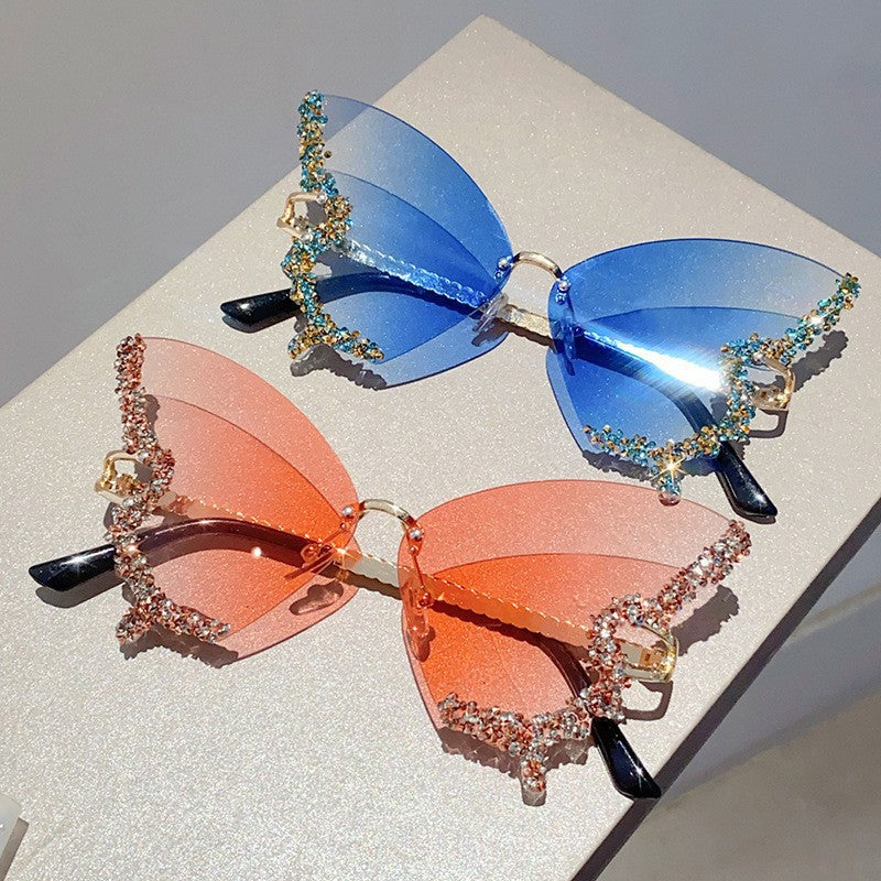Damen extravagante Sonnenbrille mit funkelndem Butterfly-Design Brehn