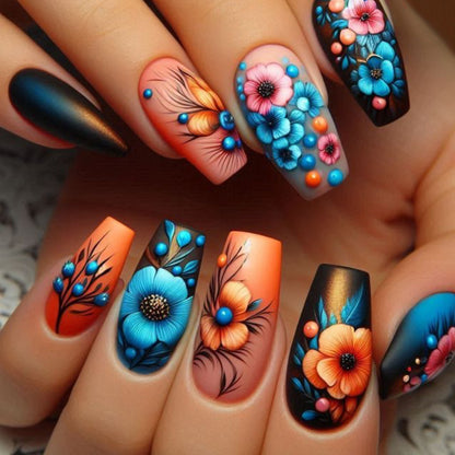 Floral Art Acryl Nagelset Brehn