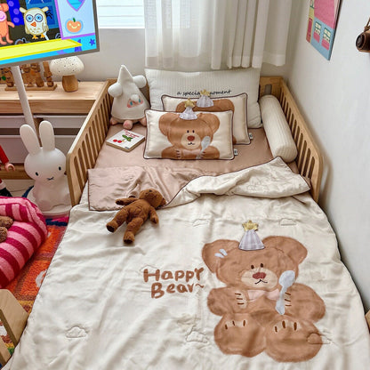 Kinderbettwäsche-Set mit Meerjung‑Motiv aus weichem Mikrofaserplüsch und gesteppter Decke