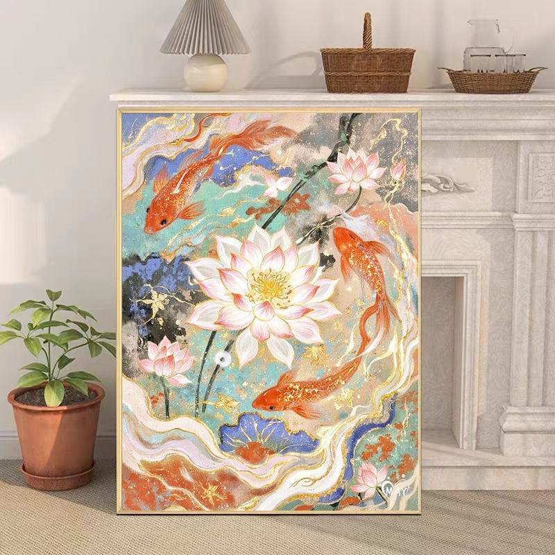 Künstlerische Koi-Fisch-Leinwand Wandkunst Brehn