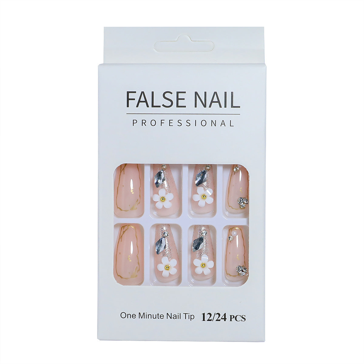 Dekorativer Press-On-Nagelset mit 3D-Akzenten Brehn