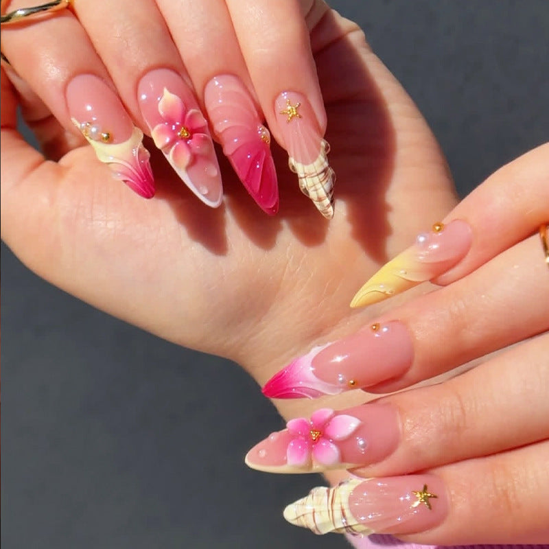 Romantisches Blumen Press-On Nagelspitzen Kunstset Brehn