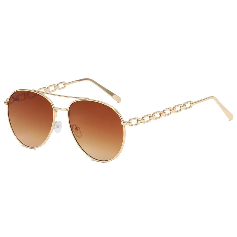 Damen Oversized Sonnenbrille mit modischem Kettenrahmen Brehn