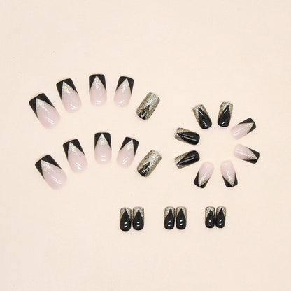 Glamouröse Press-On Nagelset mit Glitzer und künstlerischem Design Brehn
