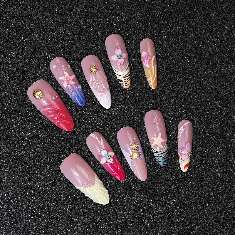 Künstlerisch Shell-inspirierte Press-On Nagel Set Brehn