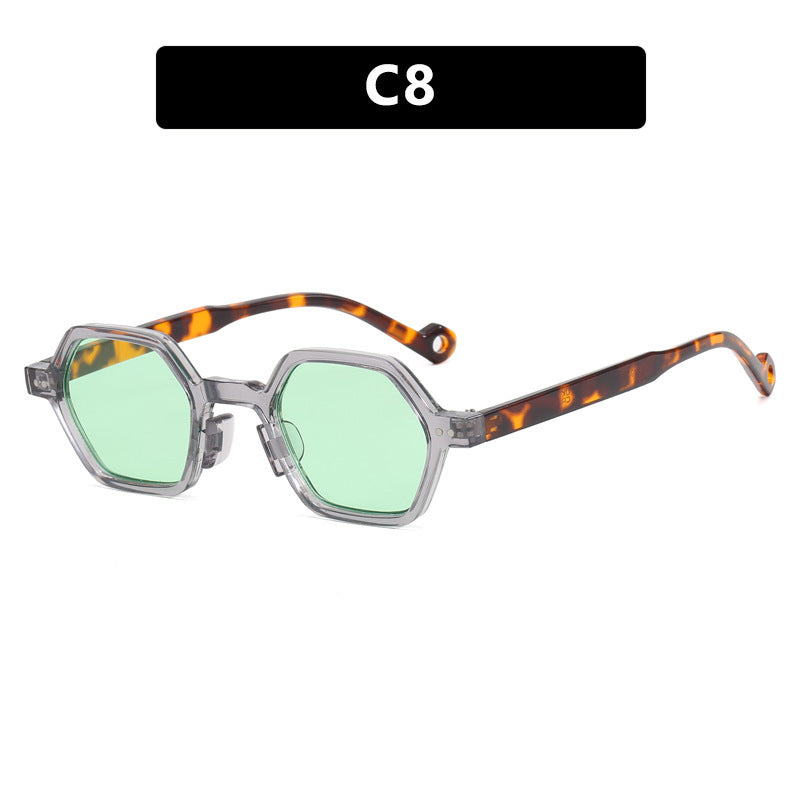 Damen hexagonale Sonnenbrille mit transparentem Rahmen Brehn