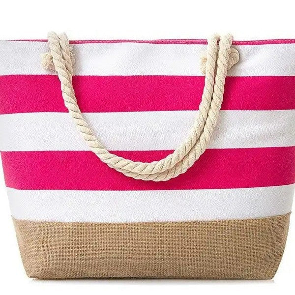 Strandtasche mit Maritimen Streifen und Robusten Seilgriffen Brehn