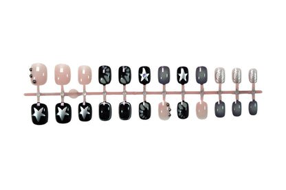 Kunstnagelset mit kreativen Sternen- und Glitzerdesigns Brehn