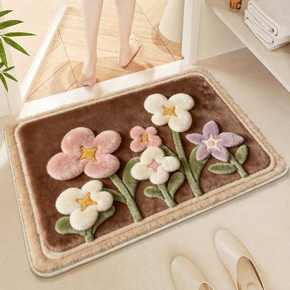 Florale gestickte Badmatte