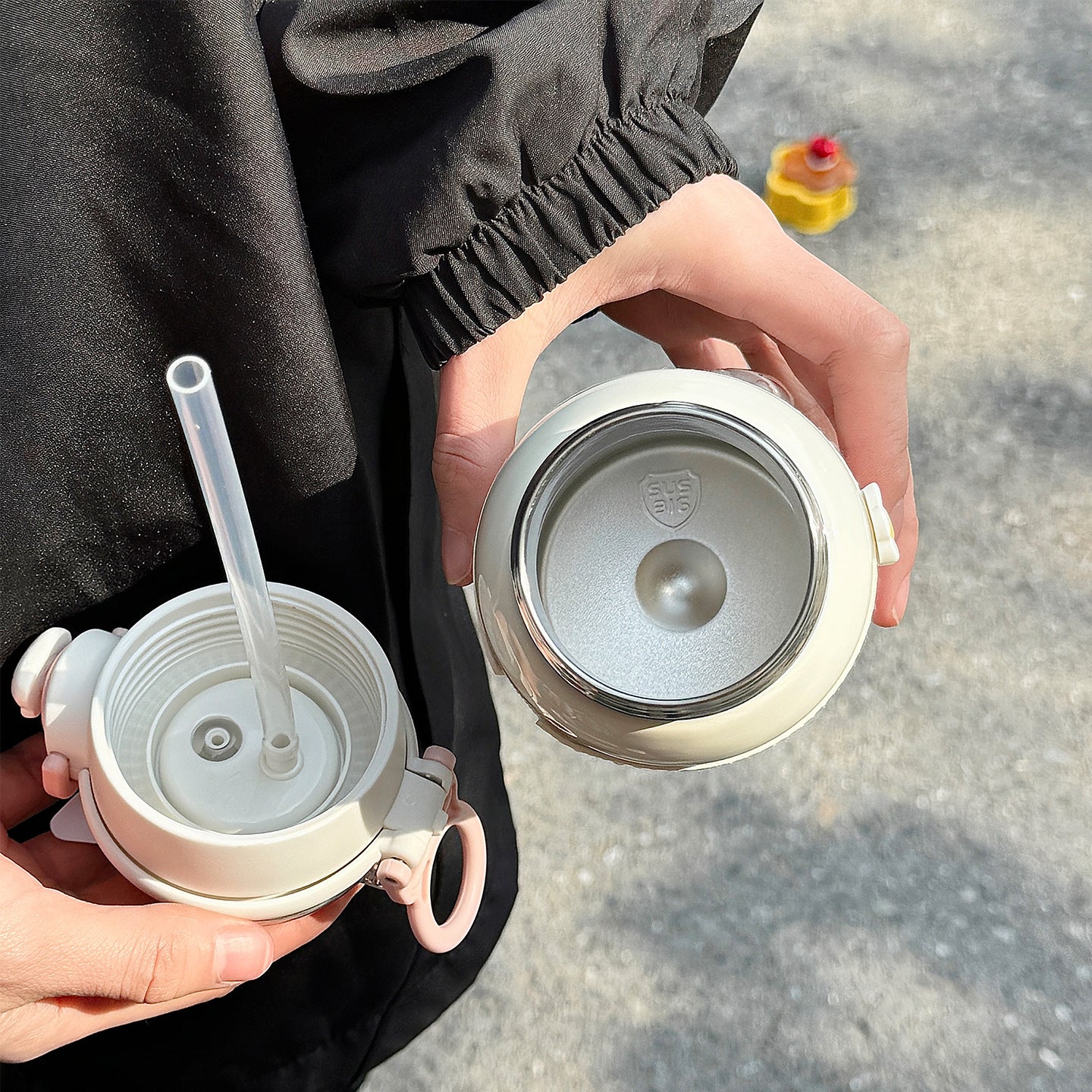 Damen multifunktionale Trinkflasche mit kreativen Silikon-Elementen Brehn