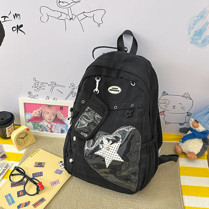 Stylische Multi-Taschen Stern-Applikation Rucksack Brehn