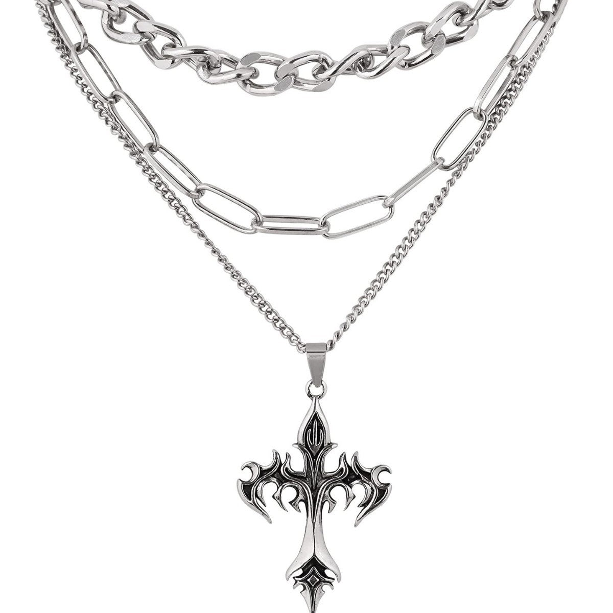 Schichtenkette Kreuz Anhänger Necklace Brehn