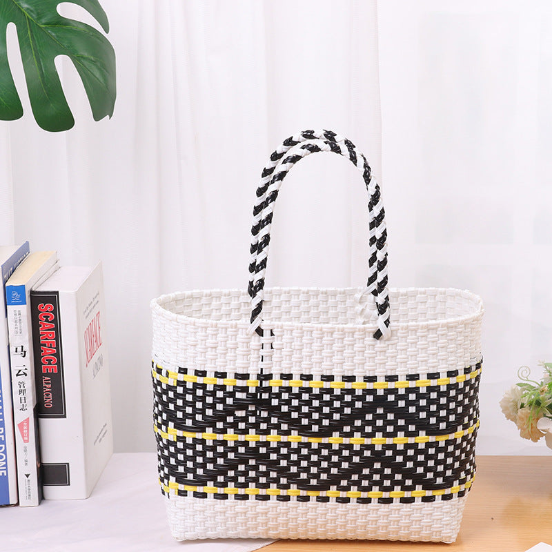 Handgefertigte Strandtasche mit Buntem Wellenmuster Brehn