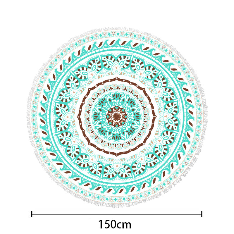 Rundstranddecke mit floralen Aquarellmotiven Brehn